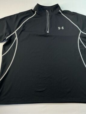 Under Armour Black Half-Zip Performance Pullover with Gray Piping